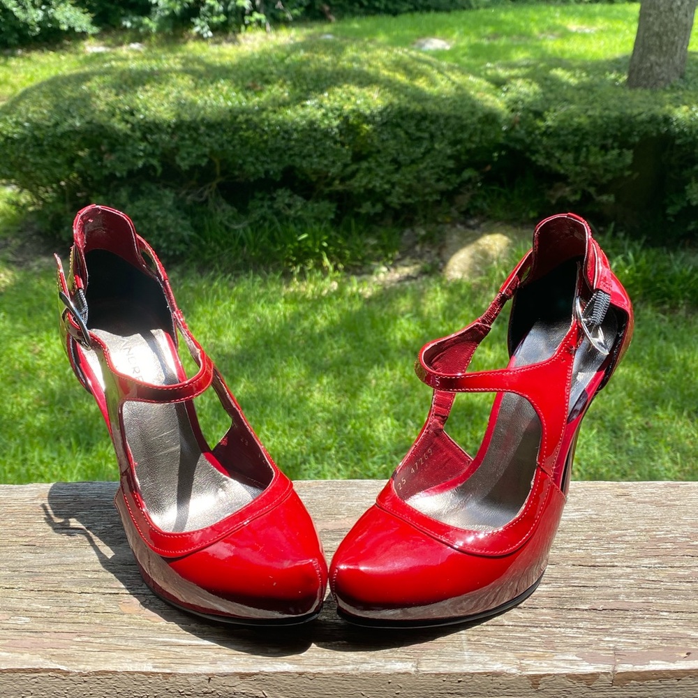 Red high heels.